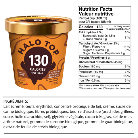 Halo Top - Crème glacée Faible en glucide - Caisse de 8 473ml