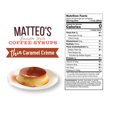 MATTEO'S BARISTA STYLE - Sirop à café 750ml(CAISSE DE 6)|| MATTEO'S BARISTA STYLE - Coffee Syrups 750ml (BOX OF 6) MATTEO'S SYRUPS