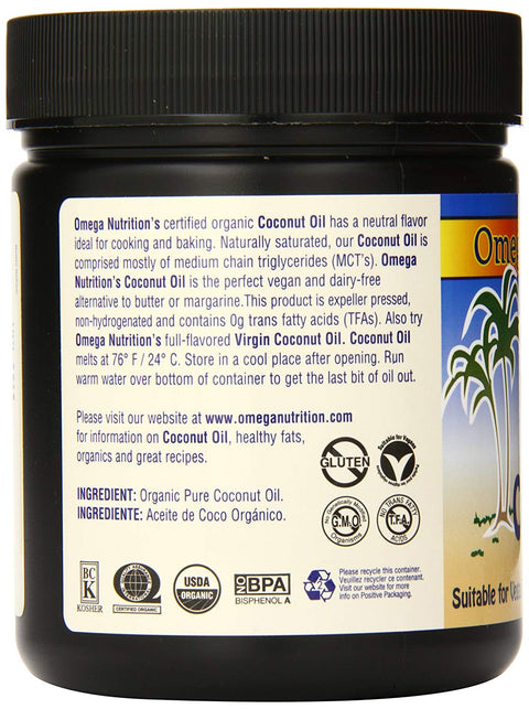 Omega Nutrition - Huile de noix de coco biologique 454g||Omega Nutrition - Coconut Oil Organic 454g OMEGA NUTRITION