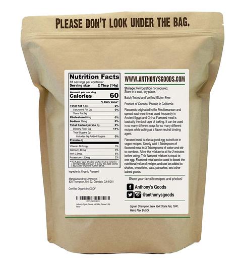 Anthony's - Farine de lin biologique 2,5lb||Anthony's -Organic Flaxseed Flour 2.5LB ANTHONY'S GOOD