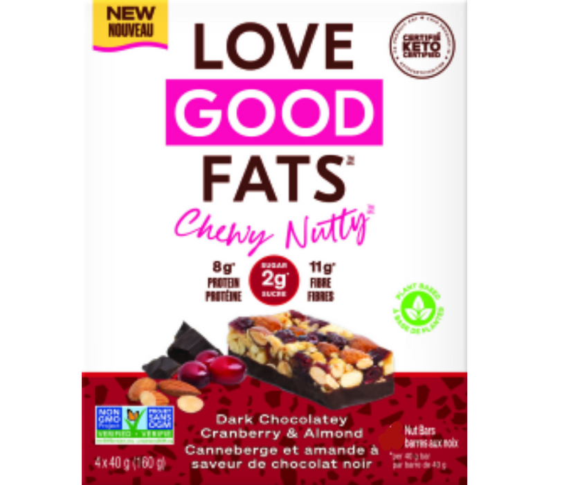 Love Good Fats - Barre aux noix chocolat noir canneberges et amandes 40g||Love Good Fats - Bar dark Chocolate cranberry almond  40g LOVE GOOD FATS