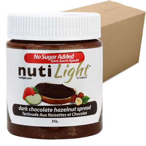 Nutilight -Tartinade de noisettes au chocolat noir 312g - CAISSE DE 6||Nutilight -Dark Chocolate hazelnut spread 312g- BOX OF 6 NUTILIGHT