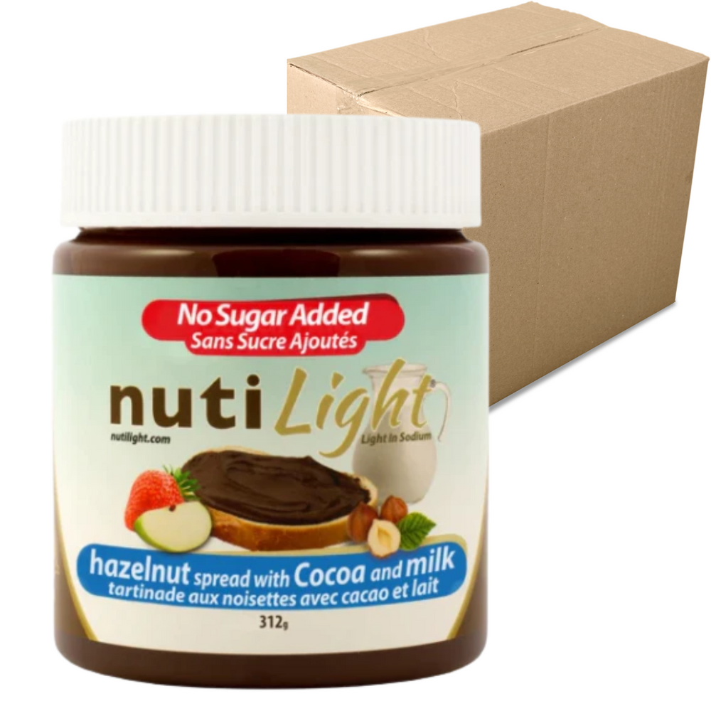 Nutilight -Tartinade de noisettes au chocolat au lait 312g CAISSE DE 6 ||Nutilight - Milk chocolate hazelnut spread 312g BOX OF 6 NUTILIGHT