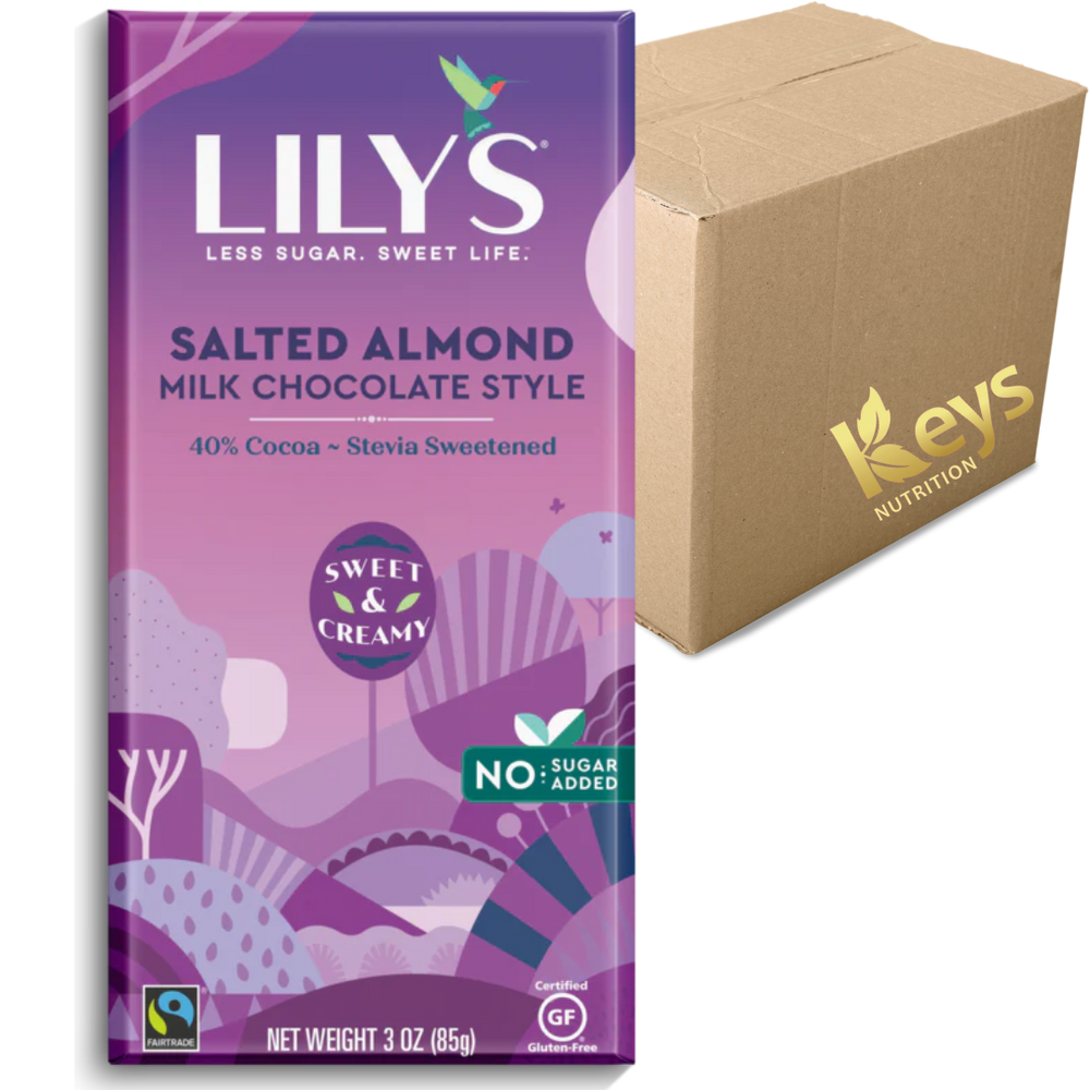 Lily's Amandes salés et chocolat au lait 85g CAISSE DE 12 ||Lily's Salted almonds milk Chocolate 85g BOX OF 12 LILY'S CHOCOLATE