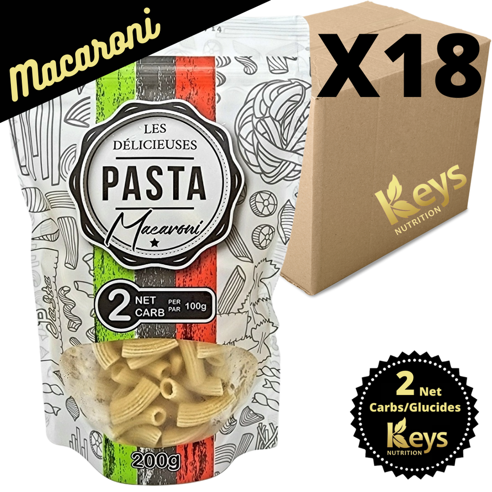 Les délicieuses Pasta - Keys Nutrition - Macaroni - CAISSE DE 18 || Les delicieuses Pasta 200g - Macaroni - Keys Nutrition BOX OF 18 LES DÉLICIEUSES