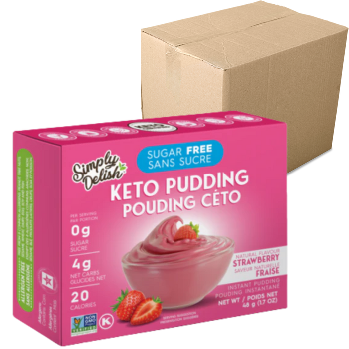 Simply Delish - Pouding Céto à la fraise CAISSE DE 6|| Simply Delish - Strawberry Pudding Keto BOX OF 6 SIMPLY DELISH