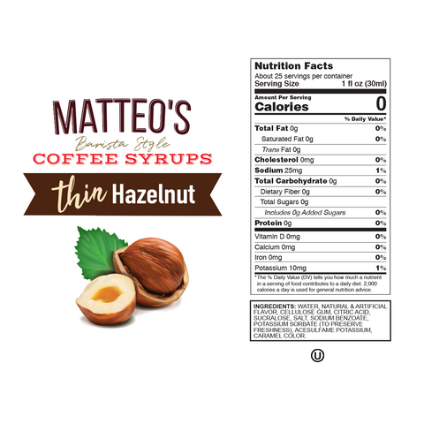 Matteo's Sirop aromatisé de café sans sucre, paquet varié, sirop de café, 0  calories, 0 sirops de café au sucre (750 ml), 6 pièces
