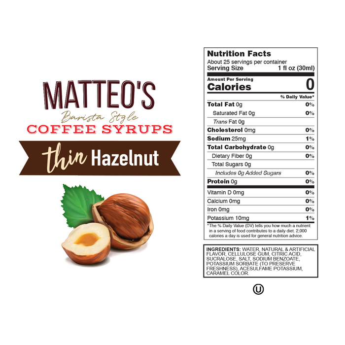 MATTEO'S BARISTA STYLE - Sirop à café 750ml||MATTEO'S BARISTA STYLE - Coffee Syrups 750ml MATTEO'S SYRUPS