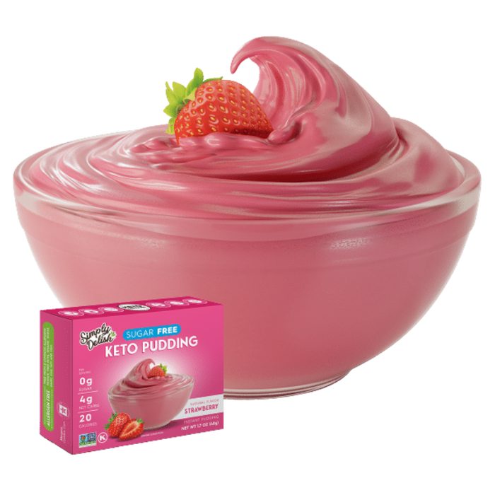 Simply Delish - Pouding Céto à la fraise CAISSE DE 6|| Simply Delish - Strawberry Pudding Keto BOX OF 6 SIMPLY DELISH