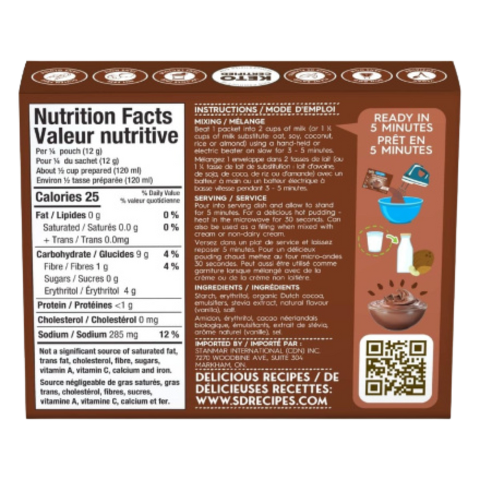 Simply Delish - Pouding Céto au chocolat CAISSE DE 6|| Simply Delish -  Chocolate Pudding Keto BOX OF 6 SIMPLY DELISH