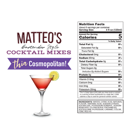 MATTEO'S BARTENDER STYLE - Mixes à Cocktail 750ml (CAISSE DE 6)||MATTEO'S BARTENDER STYLE- Cocktail Mixes 750ml (CASE OF 6) MATTEO'S SYRUPS