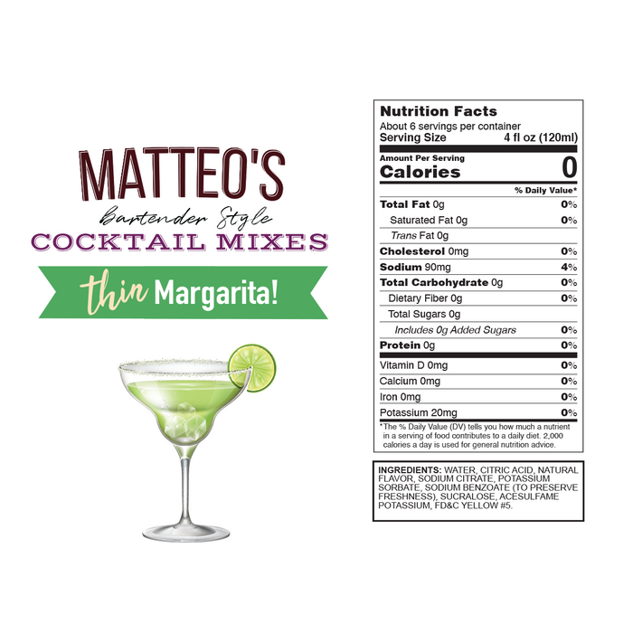 MATTEO'S BARTENDER STYLE - Mixes à Cocktail 750ml (CAISSE DE 6)||MATTEO'S BARTENDER STYLE- Cocktail Mixes 750ml (CASE OF 6) MATTEO'S SYRUPS