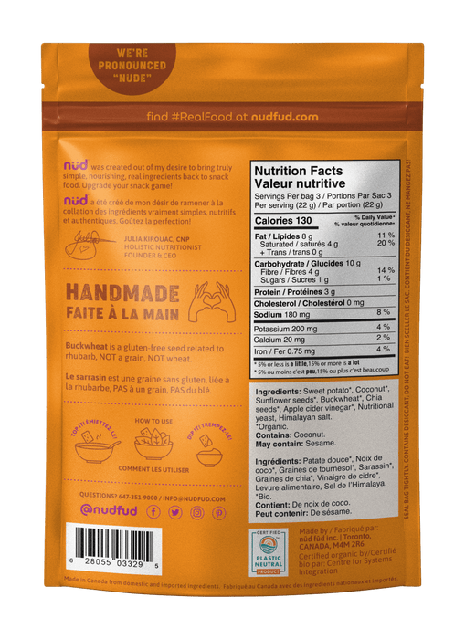 Nud Fud CAISSE DE 6 - Craquelins 66g - Keto Québec||Fud node BODY 6 - Crackers 66g - Keto Quebec NUD FUD