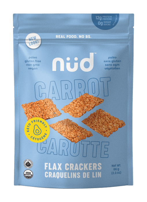 Nud Fud CAISSE DE 6- Craquelins biologiques de Lin 66g (Plusieurs saveurs disponibles) - Keto Québec||NUD Fud Cashier 6- Flax Organic Crackers 66g (several flavors available) - Keto Québec NUD FUD