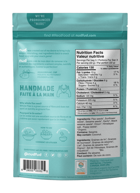 Craquelins de Lin biologique||Organic Flax Crackers NUD FUD