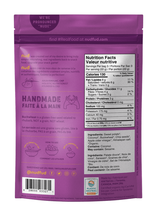 Nud Fud CAISSE DE 6 - Craquelins 66g - Keto Québec||Fud node BODY 6 - Crackers 66g - Keto Quebec NUD FUD
