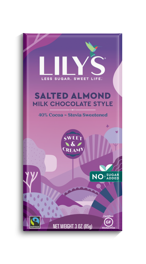 Lily's Amandes salés et chocolat au lait 85g CAISSE DE 12 ||Lily's Salted almonds milk Chocolate 85g BOX OF 12 LILY'S CHOCOLATE