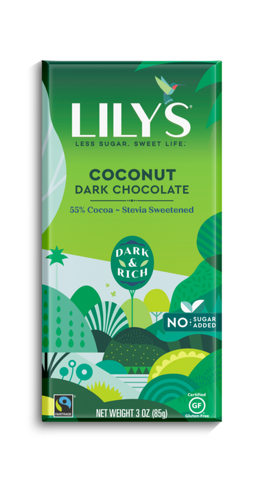 Lily's Chocolat Noir 55% à la noix de coco 85g||Lily's Black Chocolate 55% with coconut 85g LILY'S CHOCOLATE