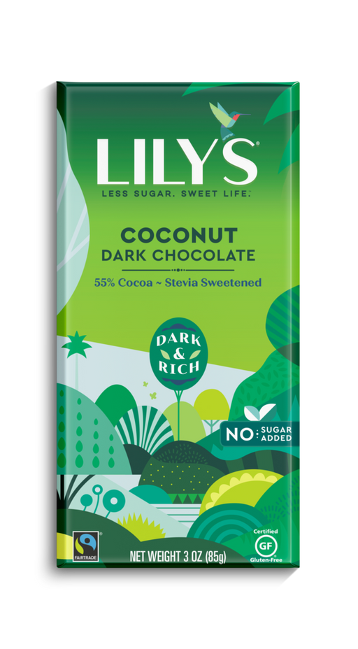 Lily's Chocolat Noir 55% à la noix de coco 85g||Lily's Black Chocolate 55% with coconut 85g LILY'S CHOCOLATE