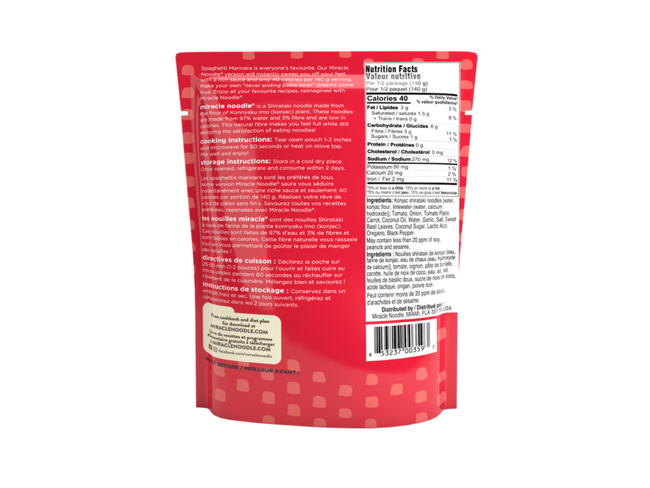Miracle Noodle - Spaghetti Marinara 280g||Miracle Noodle - Spaghetti Marinara 280g MIRACLE NOODLES