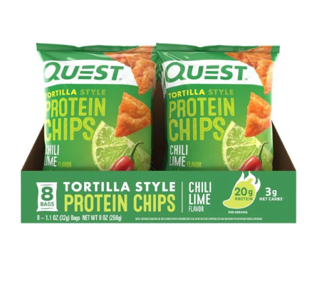Quest Nutrition - Croustilles protéinées - Chili Lime - BOÎTE DE 8 ||Quest Nutrition - Protein Chips - Chili Lime - BOX OF 8 QUEST NUTRITION
