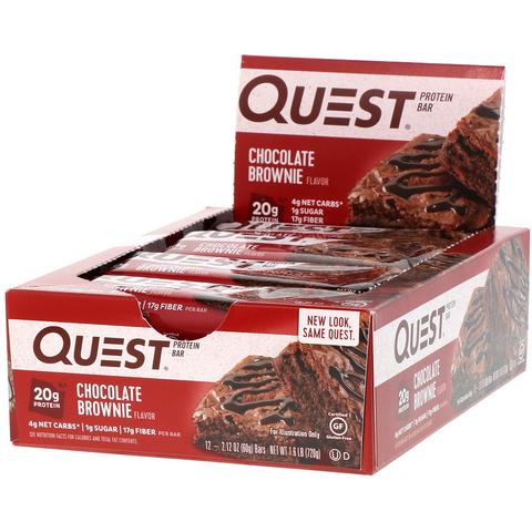 Barres Protéinées Quest - Brownies au chocolat - BOÎTE DE 12 ||Quest Protein Bars -Chocolate Brownies BOX OF 12 QUEST NUTRITION