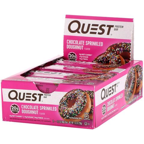 Barres Protéinées Quest - Beignet glacé au chocolat BOÎTE DE 12 ||Quest Protein Bars - Glazed chocolate doughnut BOX OF 12 QUEST NUTRITION