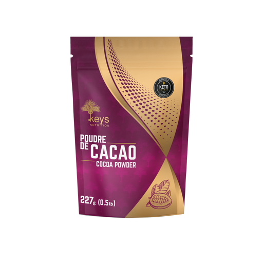 KEYS NUTRITION (Marque 100% Québécoise) Poudre de cacao 227g - Keto Québec||KEYS NUTRITION (Brand 100% Quebec) Cocoa powder 227g - Keto Quebec KEYS NUTRITION ESSENTIELS