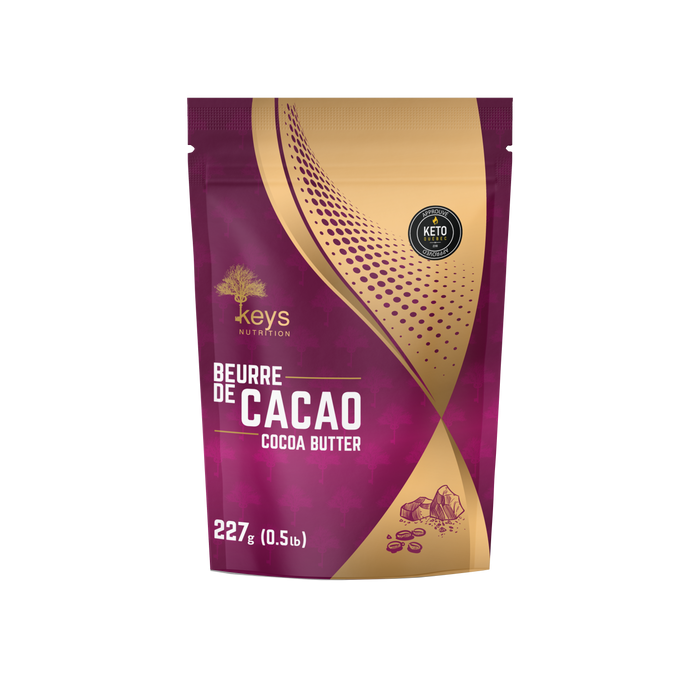 KEYS NUTRITION(Marque 100% Québecoise) - Beurre de cacao 227g - Keto Québec||KEYS NUTRITION (100% Brand Québecoise) - Cocoa butter 227g - Keto Quebec KEYS NUTRITION ESSENTIELS
