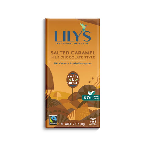 Lily's - Barre Chocolatée au lait et au caramel salé 40% 80g||Lily's - 40% Milk and salted caramel chocolate style bar 80g LILY'S CHOCOLATE