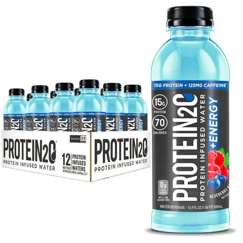 Protein2o - Eau infusée de protéines - Bleuet framboise + Energie - CAISSE DE 12 || Protein2o - Protein infused water - Blueberry Raspberry + Energy - BOX OF 12 Protein2o