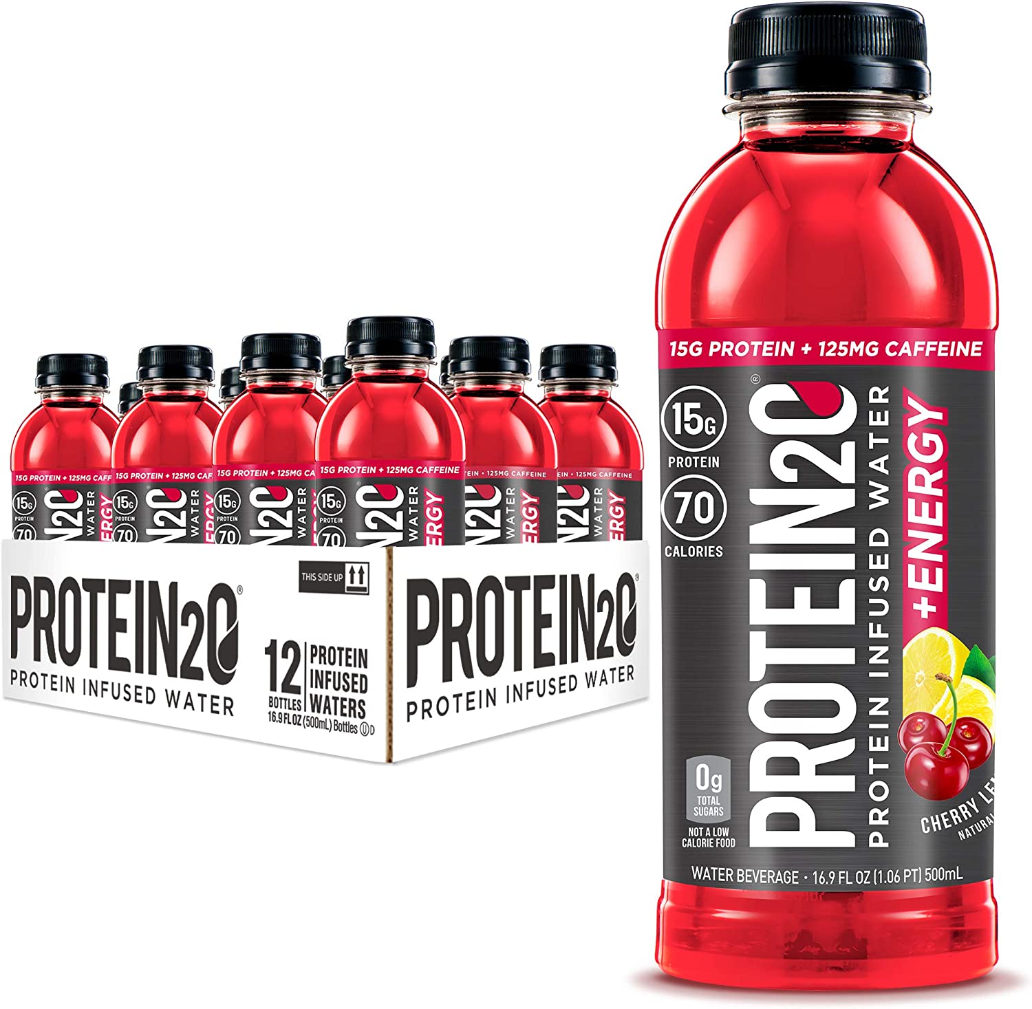 Protein2o - Eau infusée de protéines - Limonade à la cerise + Energie - CAISSE DE 12 || Protein2o - Protein infused water - Cherry Lemonade + Energy - BOX OF 12 Protein2o