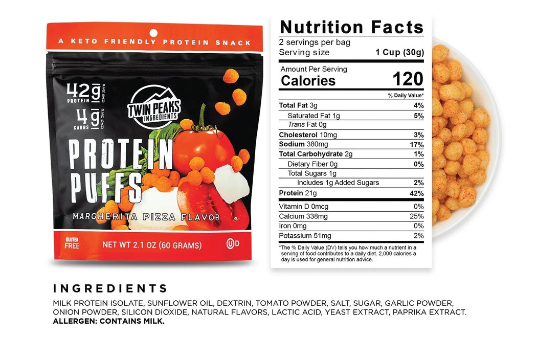 TWIN PEAKS - PROTEIN PUFFS 60g - Margherita Pizza  - CAISSE DE 12 || TWIN PEAKS - PROTEIN PUFFS 60g -Margherita Pizza - BOX OF 12 TWIN PEAKS